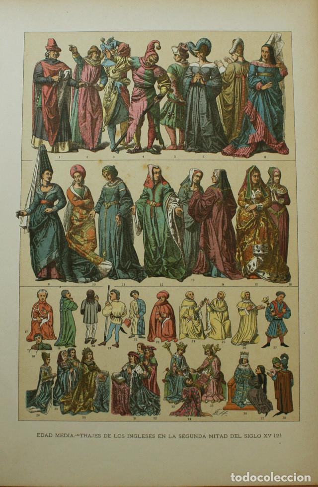 Coleccionismo: LAMINA EDAD MEDIA TRAJES DE LOS INGLESES EN LA SEGUNDA MITAD DEL SIGLO XV (2)