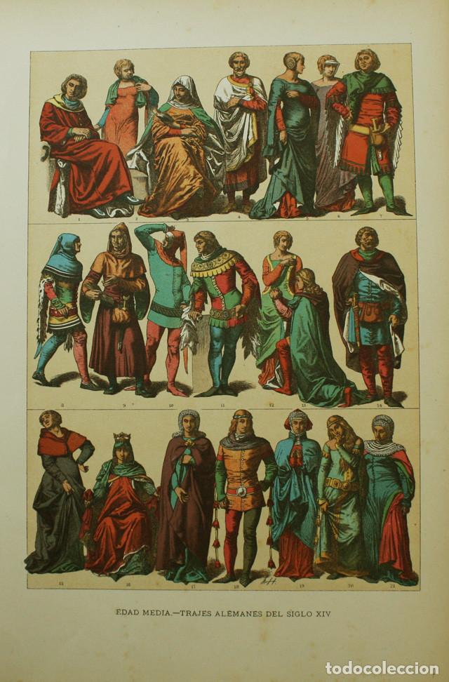 Coleccionismo: LAMINA EDAD MEDIA TRAJES ALEMANES DEL SIGLO XIV
