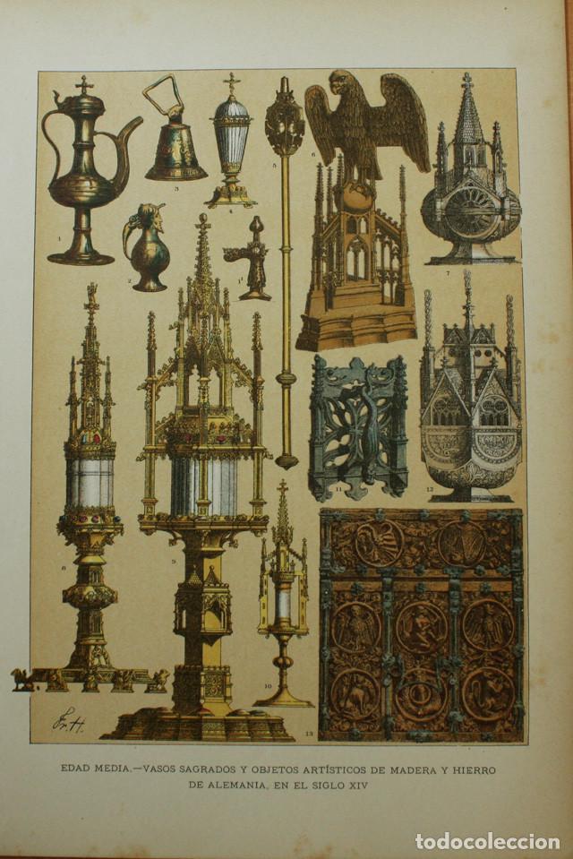 Coleccionismo: LAMINA EDAD MEDIA VASOS SAGRADOS Y OBJETOS ARTISTICOS MADERA Y HIERRO DE ALEMANIA EN EL SIGLO XIV