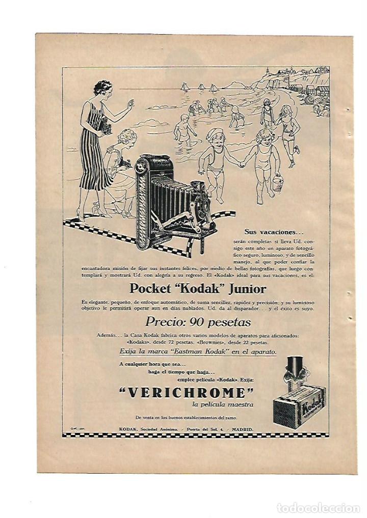 Collezionismo: A&Ntilde;O 1932 RECORTE PRENSA PUBLICIDAD FOTOGRAFIA POCKET KODAK JUNIOR VERICHROME