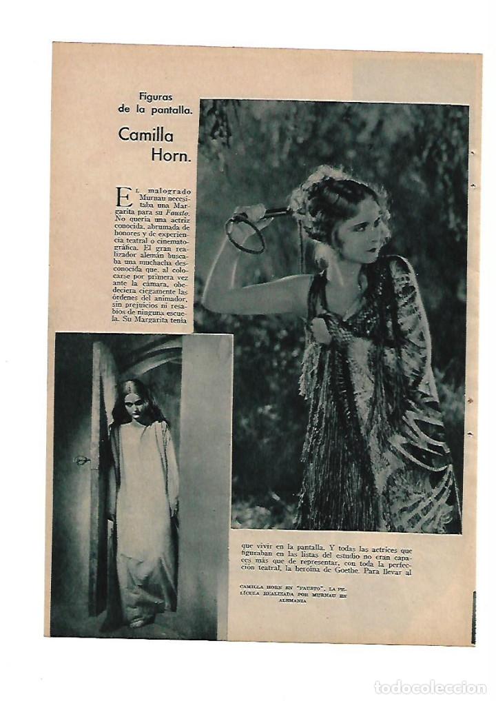 Collecting paper: A&Ntilde;O 1932 RECORTE PRENSA CINE ACTRIZ CAMILLA HORN ARTISTA CINEMATOGRAFICA