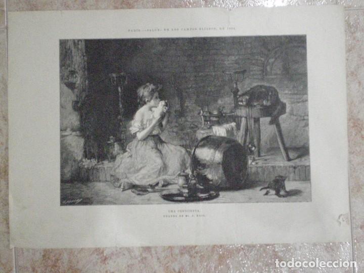 Coleccionismo: LAMINA UNA CENICIENTA DEL CUADRO DE MR J BAIL. PARIS SALON CAMPOS ELISIOS 1894