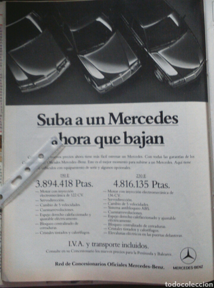 Coleccionismo: Publicidad automovil Mercedes-Benz 190 de 1989