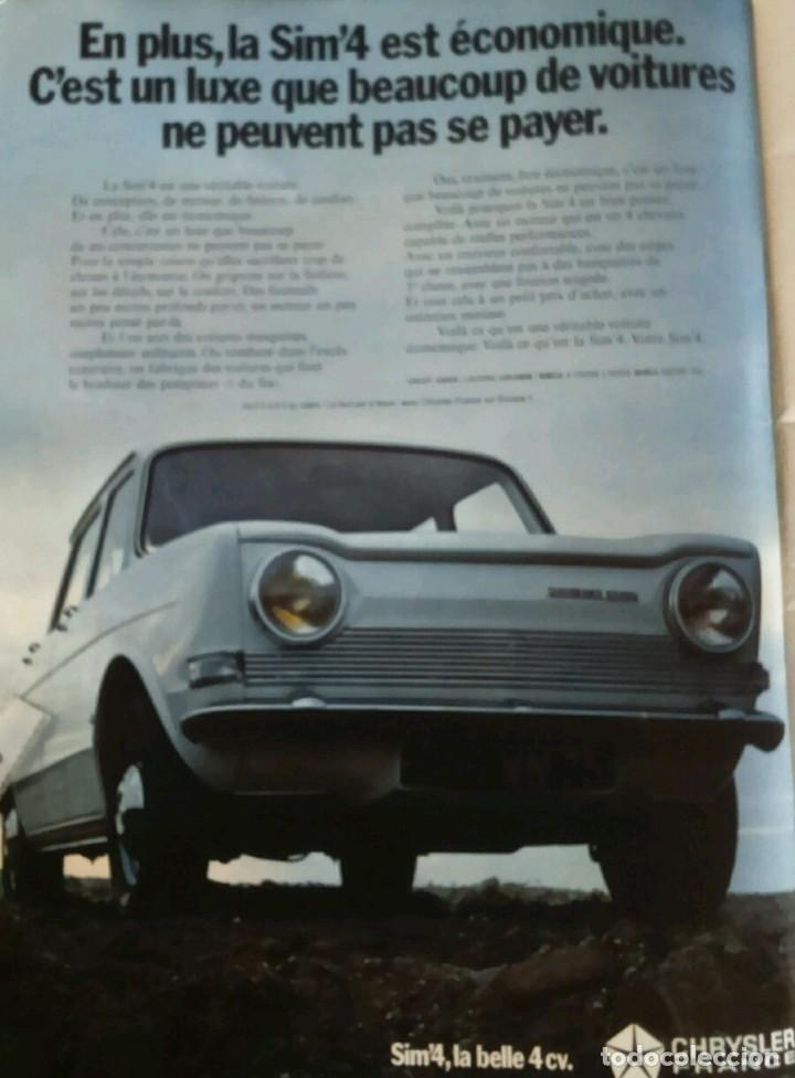 Coleccionismo: Publicidad automovil Simca 4 cv de Chrysler France de 1970