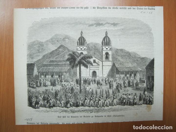 Coleccionismo: Vista de la Iglesia del Rosario (Chile, Am&eacute;rica del sur).1859. Freeman.