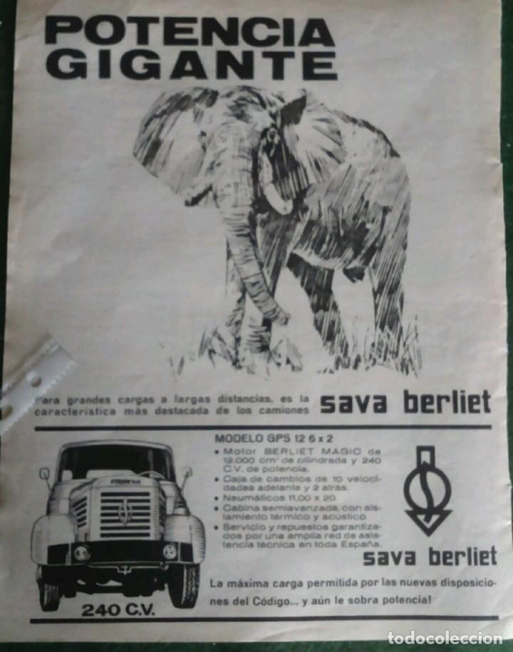 Coleccionismo: Publicidad camion truck Sava Berliet de 1967
