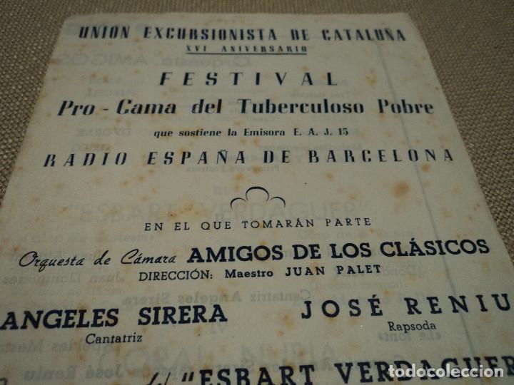 Coleccionismo: unio excursionista de catalu&ntilde;a XVI aniversario sala mozart coral nuria, pro cama del tuberculoso