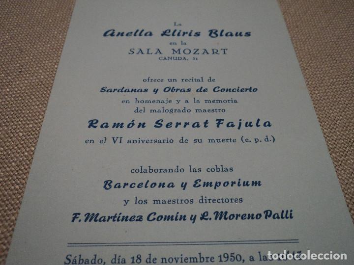 Coleccionismo: sala mozart la anella lliris blaus en memoria de ramon serrar fajula 1950