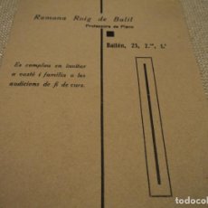 Coleccionismo: INVITACION AUDICION FIN DE CURSO ESCUELA DE MUSICA RAMONA ROIG 21 JUNIO 1936