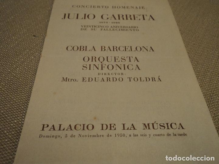 Collezionismo: palacio de la musica concierto homenaje a julio garreta XXV aniversario fallecimiento 1950