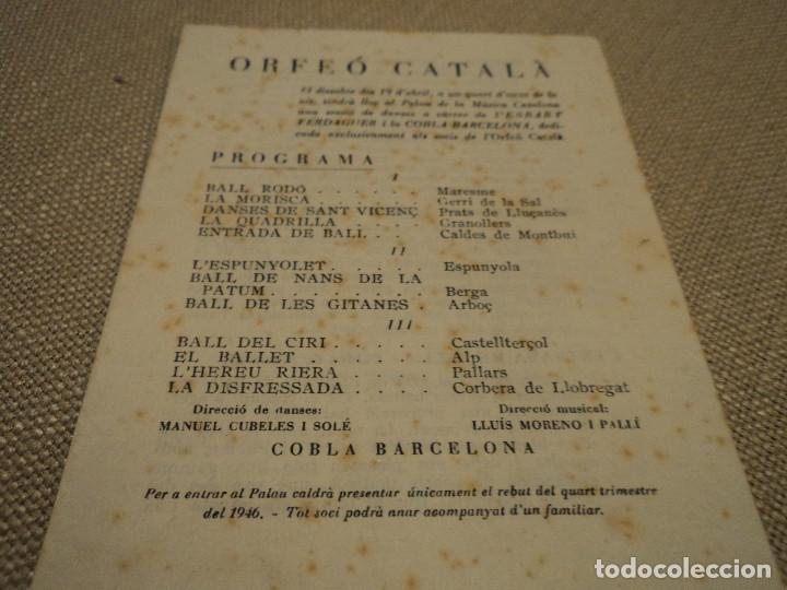 Collezionismo: orfeo catala i l&acute;esbart verdaguer a palau 1946