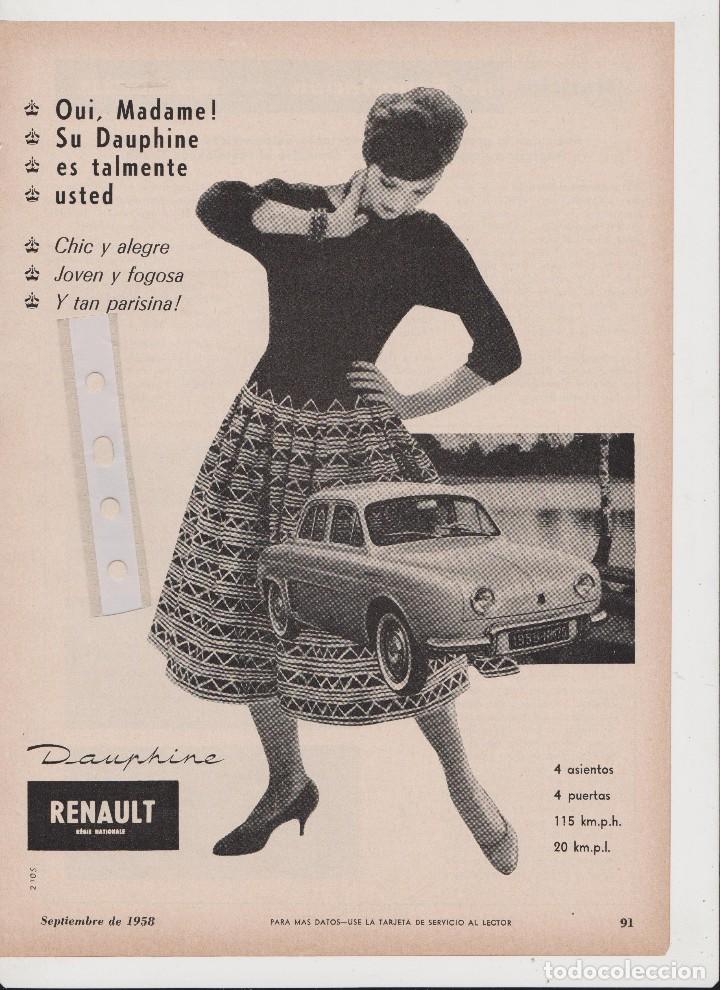 Coleccionismo: Publicidad Automovil Renault Dauphine  de 1958