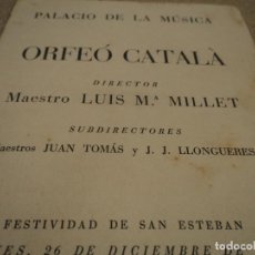 Coleccionismo: PALACIO DE LA MUSICA ORFEO CATALA CANTOS DE NAVIDAD 1946