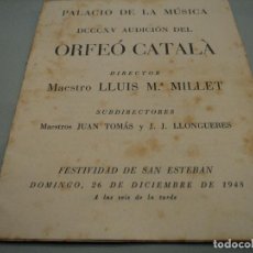 Coleccionismo: PALACIO DE LA MUSICA DCCCXV AUDICION DEL ORFEO CATALA 1948