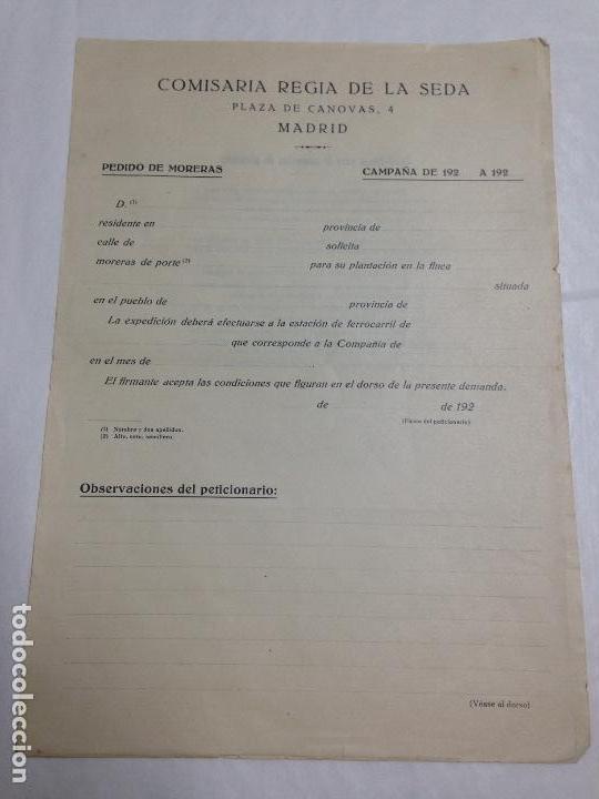 Sammelleidenschaft Papier: SOLICITUD COMISAR&Iacute;A REGIA DE LA SEDA SERICICULTURA MORERA MADRID A&Ntilde;OS 20