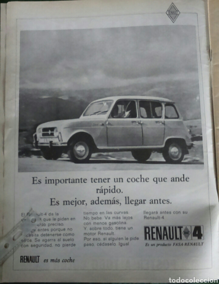 Coleccionismo: Publicidad automovil Renault 4 de 1969