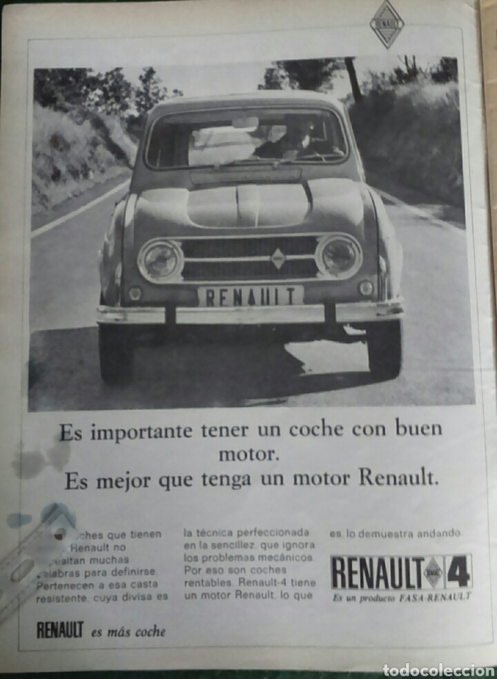 Coleccionismo: Publicidad automovil Renault 4 de 1969