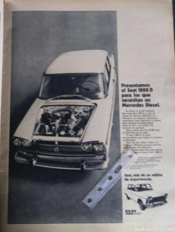 Coleccionismo: Publicidad automovil Seat 1800 D Mercedes-Benz de 1969