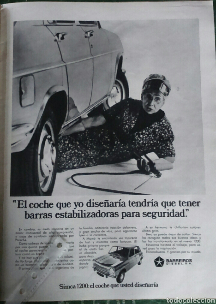 Coleccionismo: Publicidad automovil Simca 1200 de 1969