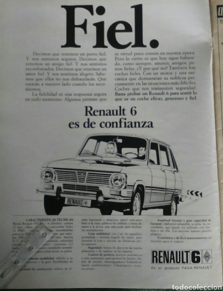 Coleccionismo: Publicidad automovil Renault 6 de 1969