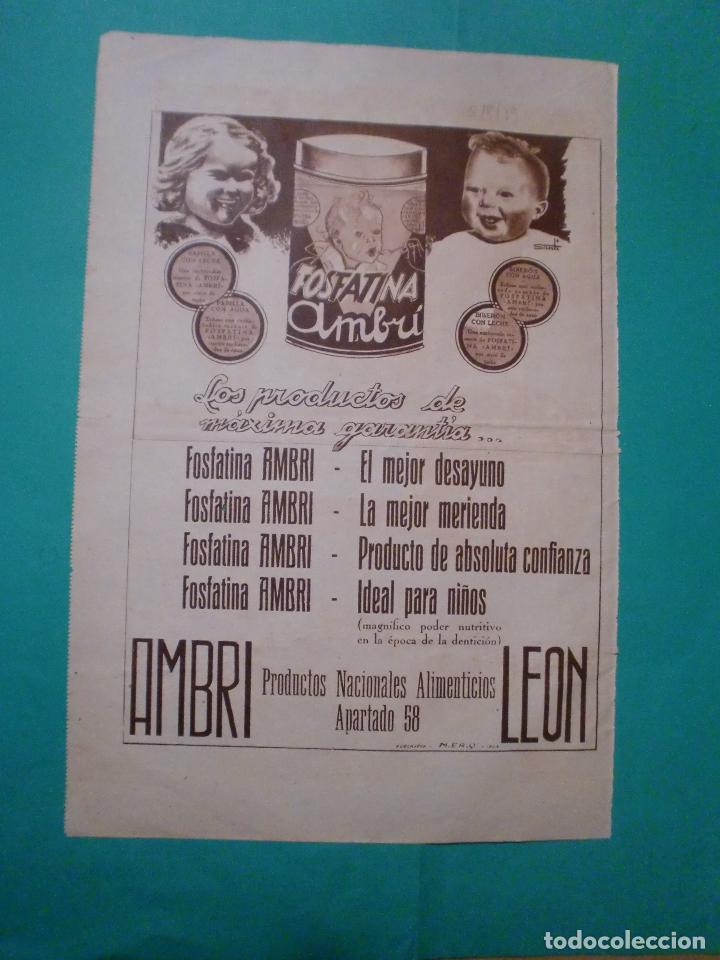 Collectionnisme: FOSFATINA AMBR&Iacute; PARA PAPILLA Y BIBER&Oacute;N LEON - CHICOS DE LA FALANGE MADRILE&Ntilde;A - 5/8/1939