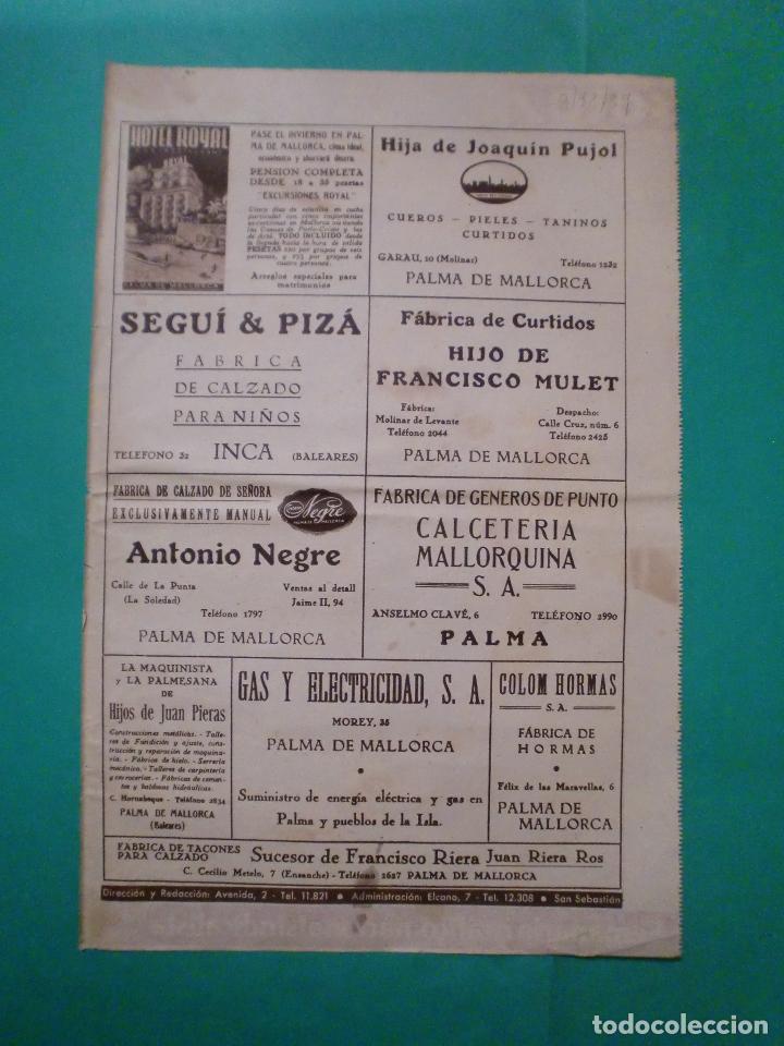 Coleccionismo: HOTEL ROYAL PALMA DE MALLORCA - SEGU&Iacute; & PIZ&Aacute; CALZADO PARA NI&Ntilde;OS INCA - 9/12/1939