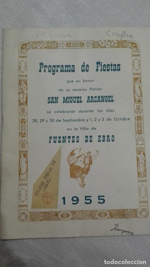 Coleccionismo: Prograna de fiestas de fuente de Ebro 1955 , en honor a San Miguel arc&aacute;ngel