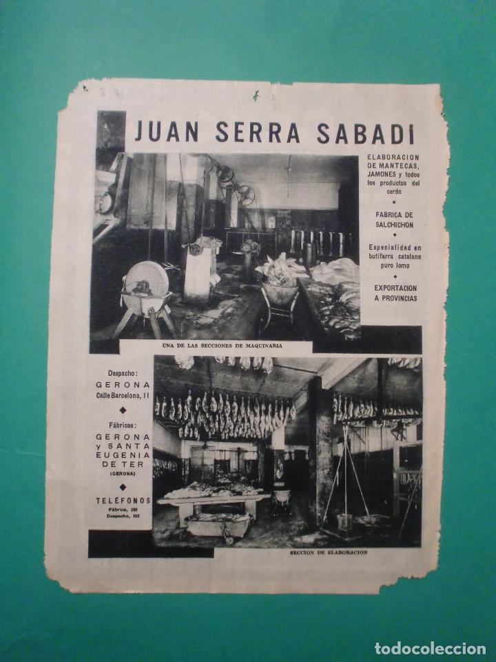 Coleccionismo: J. SERRA SABADI MANTECAS Y JAMONES GERONA Y SANTA EUGENIA DE TER - 1933