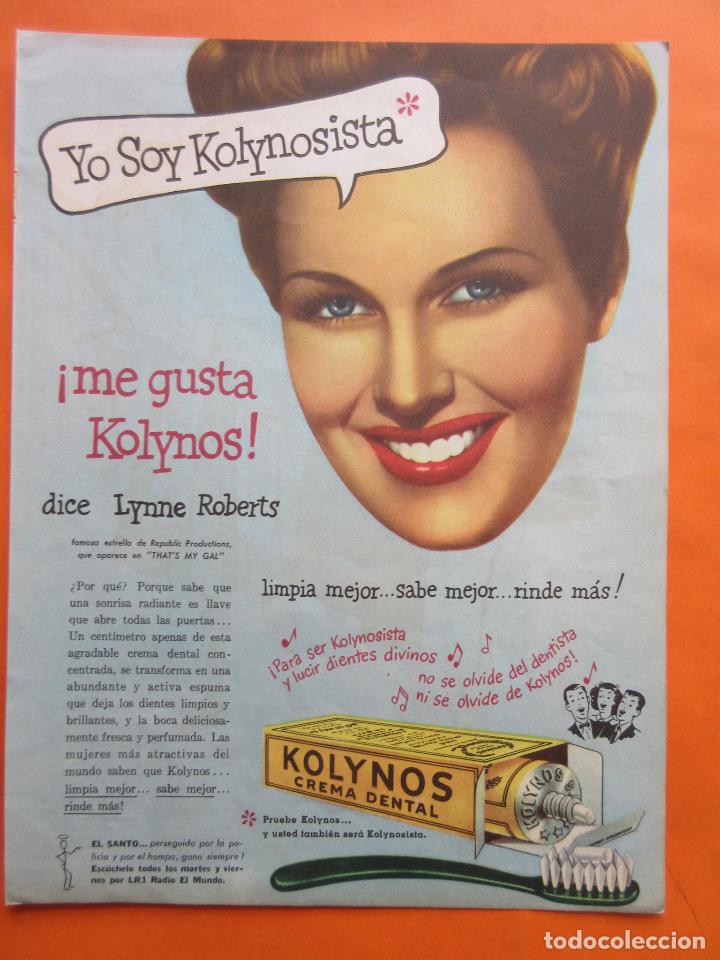 Colecionismo: PUBLICIDAD 1947 - COLECCION PERFUMES - CREMA DENTAL KOLYNOS - ARGENTINA