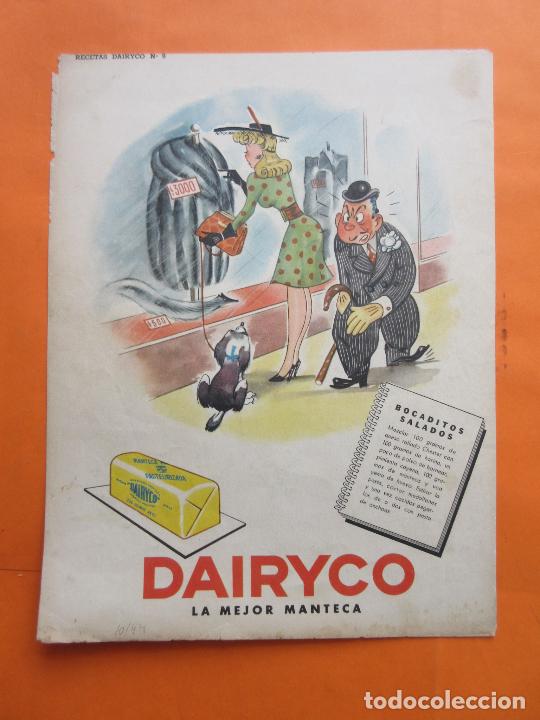 Coleccionismo: PUBLICIDAD 1944 - COLECCION COMIDAS - MANTECA DAIRYCO  - ARGENTINA