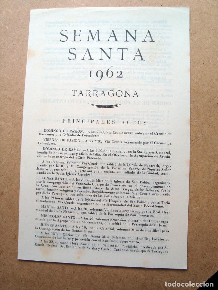 Coleccionismo: Programa semana santa tarragona 1962 - libreto adjunto - Foto 2