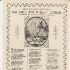 Coleccionismo: GOIGS DE SANT AMBRÓS BISBE DE MILÁN -IMP. LLUÍS TASSÓ -1873-. Lote 67352513