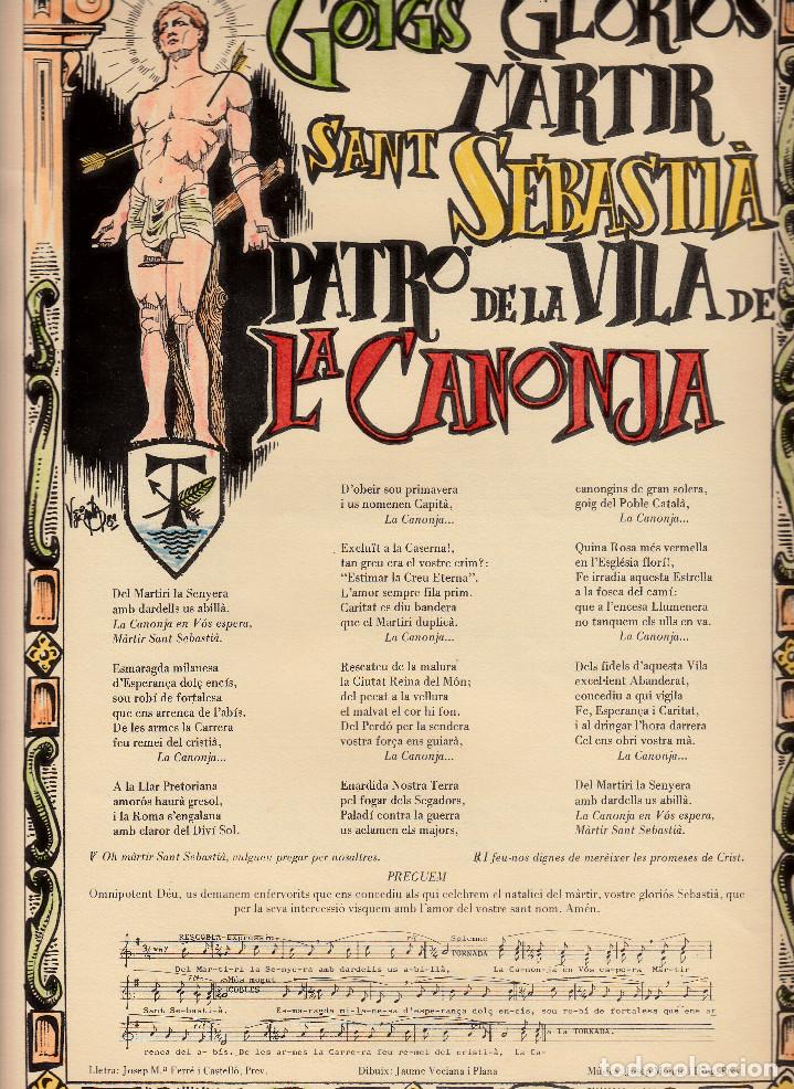 Coleccionismo: GOIGS A SANT SEBASTI&Agrave; PATR&Oacute; DE LA CANONJA -COLOREADA- EDITA GOIGISTES TARRAGONINS NUM.8