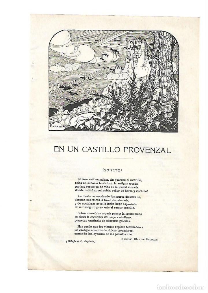 Collecting paper: A&Ntilde;O 1917 RECORTE PRENSA POESIA EN UN CASTILLO PROVENZAL NARCISO DIAZ DE ESCOVAR DIBUJO L ANGLADA