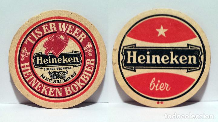 Coleccionismo: CERVEZA HEINEKEN - PORTAVASO ANTIGUO IMPRESO A DOBLE CARA