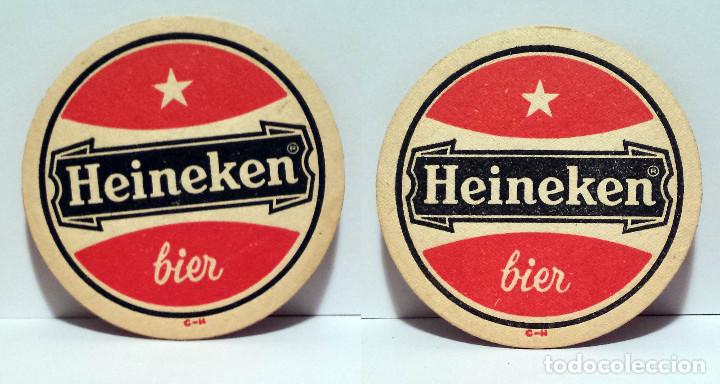 Coleccionismo: CERVEZA HEINEKEN - PORTAVASO ANTIGUO IMPRESO A DOBLE CARA