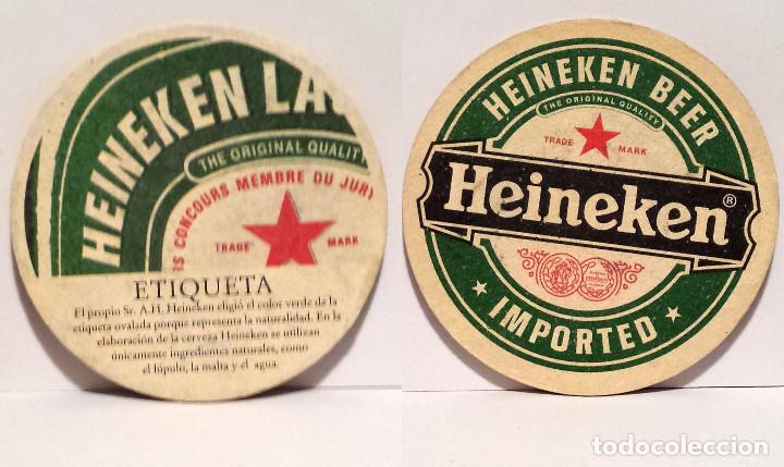 Coleccionismo: CERVEZA HEINEKEN - PORTAVASO ANTIGUO IMPRESO A DOBLE CARA
