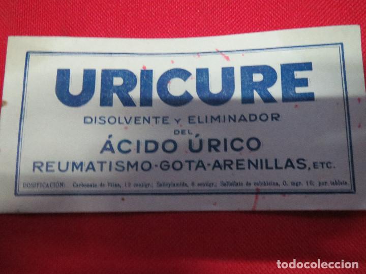 Coleccionismo: MODO DE USARLO,DISOLVENTE Y ELIMINADOR DEL ACIDO URICO,URICURE.