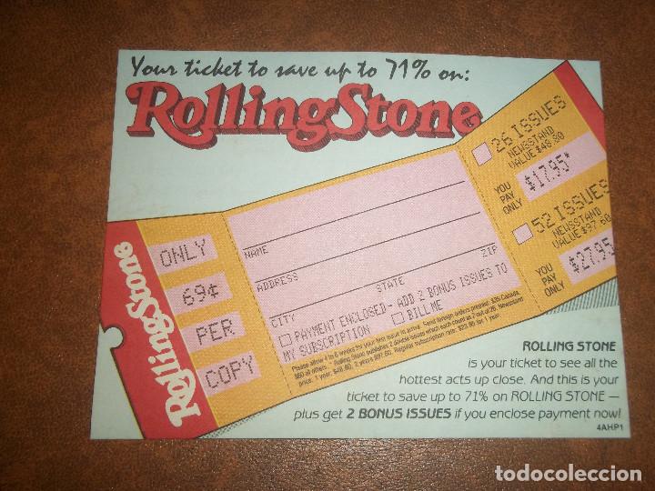 Coleccionismo: ANTIGUO ANUNCIO ROLLING STONE PARA MANDAR POR CORREO ESPECIAL COLECCIONISTAS