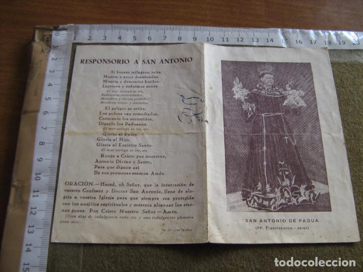 Coleccionismo: ESTAMPA DIPTICO CON HORARIO DE MISAS DE SAN ANTONIO DE PADUA - PP FRANCISCANOS - JEREZ