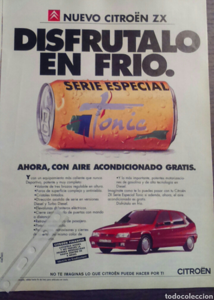 Coleccionismo: Publicidad automovil Citroen ZX T&oacute;nic de 1995