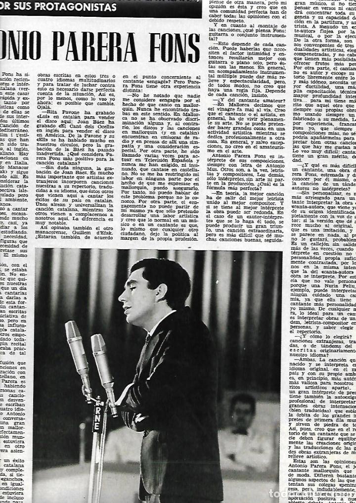 Collezionismo: A&Ntilde;O 1967 RECORTE PRENSA MUSICA ANTONI PARERA FONS CAN&Ccedil;O CATALANA PUBLICIDAD FLOID AFTER SHAVE