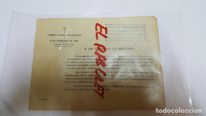 Collectionnisme: ANTIGUO  COMINICADO  PARA  VACUNARSE  DE  LA  TUBERCULOSIS  SOBRE  LOS  A&Ntilde;OS  1970  -