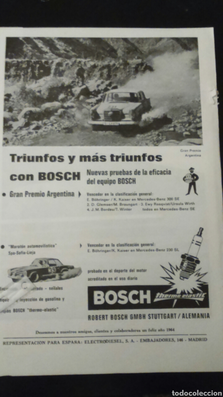 Coleccionismo: Publicidad buj&iacute;as Bosch a&ntilde;os 60 automovil