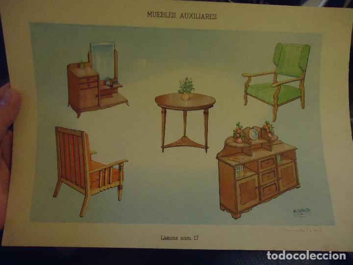 Sammelleidenschaft Papier: 32 x 22 antigua lamina decoracion de interiores de muebles auxiliares, estilo hogar . original