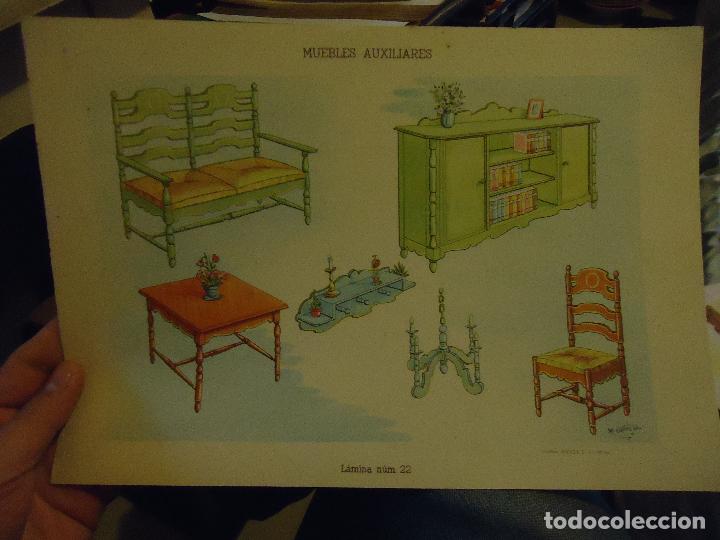 Sammelleidenschaft Papier: 32 x 22 antigua lamina decoracion de interiores de muebles auxiliares, estilo hogar . original