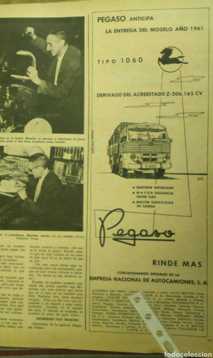 Coleccionismo: Publicidad camion Pegaso cabez&oacute;n 1060 de 1961