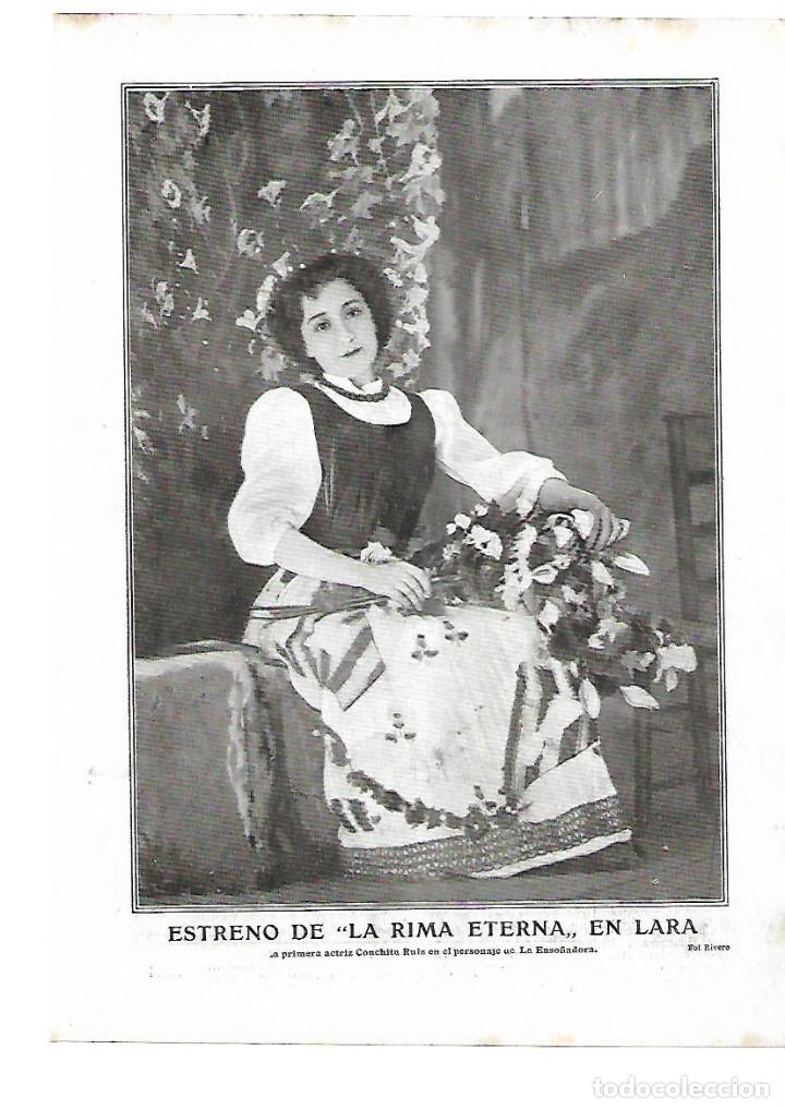 Collezionismo: A&Ntilde;O 1910 RECORTE PRENSA TEATRO ESTRENO DE LA RIMA ETERNA TEATRO LARA CONCHITA RUIZ LA ENSO&Ntilde;ADORA