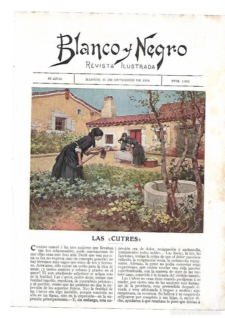 Collecting paper: A&Ntilde;O 1910 RECORTE PRENSA RELATO CORTO LAS CUTRES CONDESA DE PARDO BAZAN DIBUJO MENDEZ BRINGA
