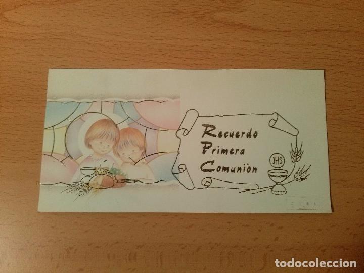 Collecting paper: Tarjeta estampa religiosa recuerdo primera comuni&oacute;n. Ni&ntilde;os. A&ntilde;os 80/90.